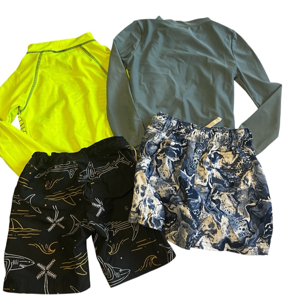 4T Kids Rashguard Set - Neon Yellow and Blue - Picture 2 of 6